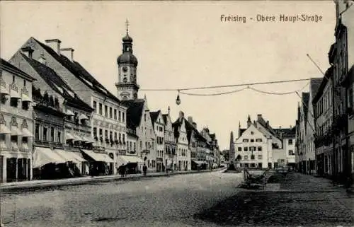 Ak Freising in Oberbayern, Blick in die Obere Hauptstraße, Geschäfte, Bauglaserei Anton Weissinger