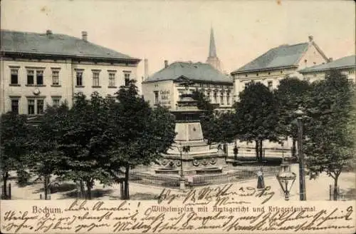 Ak Bochum im Ruhrgebiet, Wilhelmsplatz, Amtsgericht, Kriegerdenkmal