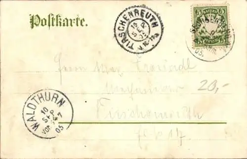 Litho Neudorf Georgenberg Oberpfälzer Wald, Forsthaus, Burgruine