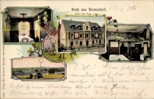 Ak Hermeskeil im Hunsrück, Hotel zur Post, Teilansichten
