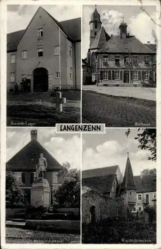 Ak Langenzenn in Mittelfranken, Stamm-Lager, Rathaus, Kriegerdenkmal, Wachttürmchen