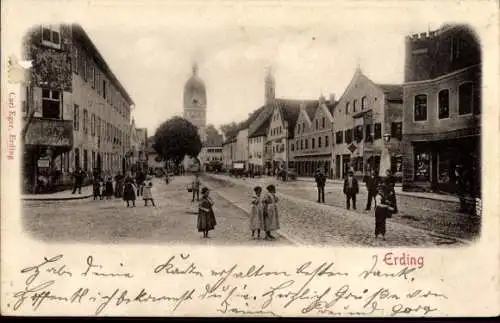 Ak Erding in Oberbayern, Straßenpartie, Passanten