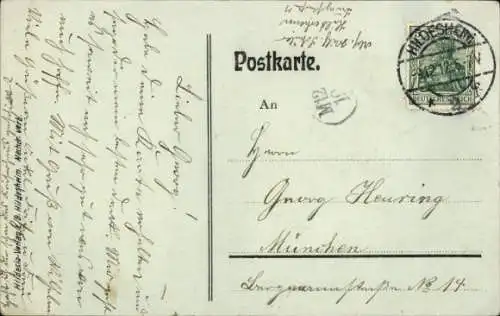 Litho Hildesheim, 11 12 1913, Zwerg, Eck schicke deck heier mit der Post, Huckup