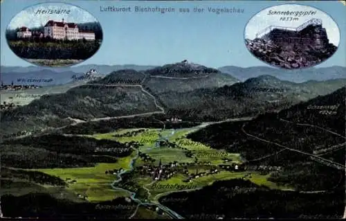 Landkarten Ak Felle, Eugen, Bischofsgrün im Fichtelgebirge, Schneeberg, Heilstätte, Birnstengel