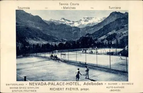 Ak Adelboden Kanton Bern Schweiz, Tennisplätze, Nevada-Palace-Hotel