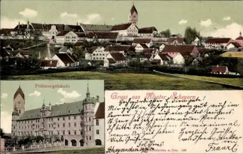 Ak Scheyern Oberbayern, Kloster Scheyern, Prälaturgebäude, Ortspanorama