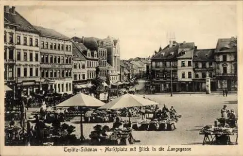 Ak Teplice Šanov Teplitz Schönau Region Aussig, Marktplatz, Langgasse