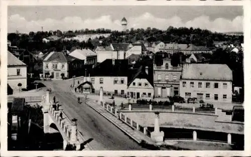 Ak Jaroměř Jermer Region Königgrätz, Teilansicht mit Brücke