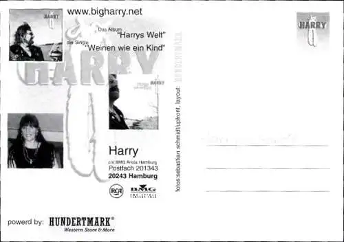 Ak Sänger Harry, Portrait, Autogramm