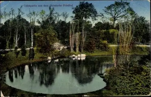 Ak Hamburg Nord Ohlsdorf, Ohlsdorfer Friedhof, Teich