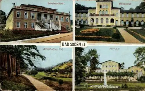 Ak Bad Soden im Taunus, Kurhaus, Badehaus, Inhalatorium, Altenhainer Tal