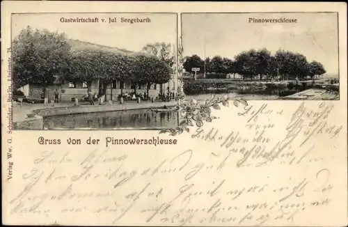 Ak Oranienburg in Brandenburg, Pinnowerschleuse, Gastwirtschaft