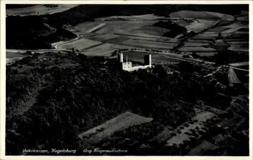 Ak Volkmarsen in Hessen, Burgruine Kugelsburg, Fliegeraufnahme