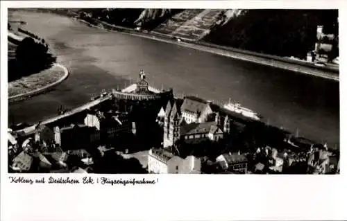 Ak Koblenz am Rhein, Fliegeraufnahme, Deutsches Eck