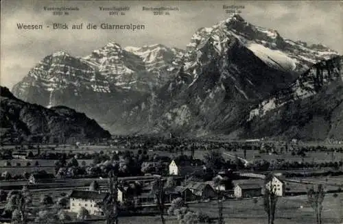 Ak Weesen Kanton Sankt Gallen, Blick auf die Glarner Alpen