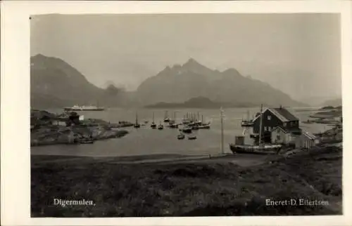 Foto Ak Digermulen Norwegen, Teilansicht, Hafen