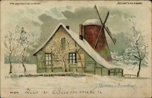 Haltgegendaslicht Litho Winter und Sommer, Windmühle, Meteor 575