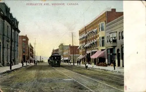 Ak Windsor Ontario, Quelette Avenue mit Straßenbahn