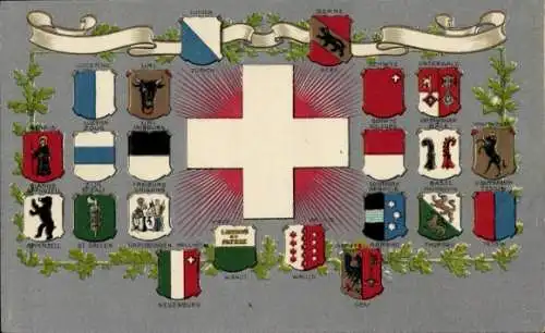 Präge Wappen Litho Schweizer Kantone