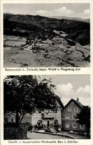 Ak Rabenstein Zwiesel im Bayerischen Wald, Fliegeraufnahme, Gasthaus zu. bayerischen Hochwald