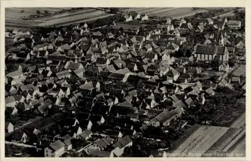 Ak Ringsheim BW, Totalansicht vom Flugzeug aus, Fliegeraufnahme, Kirche