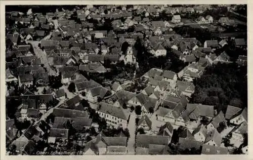 Ak Oberschopfheim Friesenheim in Baden, Fliegeraufnahme