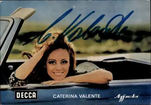 Ak Schauspielerin und Sängerin Caterina Valente, Auto, Decca-Schallplatten, Portrait, Autogramm
