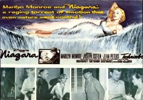 Ak Schauspielerin Marylin Monroe, Portrait, Film Niagara, Filmszenen
