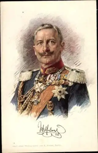 Künstler Ak Kaiser Wilhelm II., Portrait in Uniform, Orden