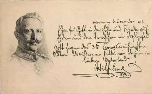 Künstler Ak Kaiser Wilhelm II., Weihnachtsgruß an das Deutsche Volk 1916