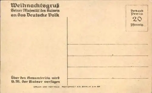 Künstler Ak Kaiser Wilhelm II., Weihnachtsgruß an das Deutsche Volk 1916