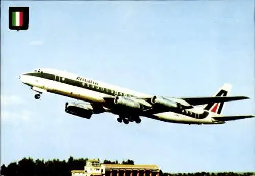 Ak Italienisches Passagierflugzeug Alitalia, McDonnell Douglas DC 8/62