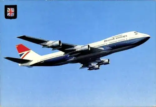 Ak Britisches Passagierflugzeug der British Airways, Boeing 747-136 Jetliner