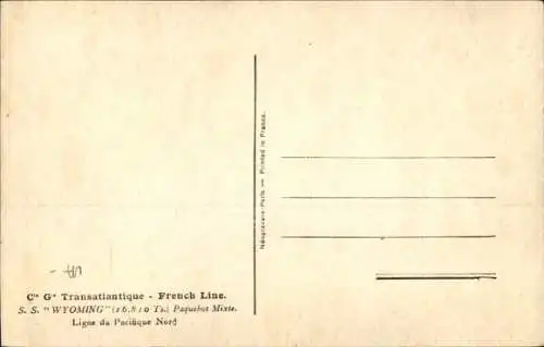 Ak Dampfer SS Wyoming, CGT, French Line