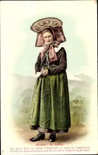 Ak St. Gallen Schweiz, Frau in Volkstracht