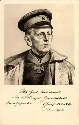 Künstler Ak Generaloberst Helmuth Johannes Ludwig von Moltke, Portrait, Eisernes Kreuz, DRK