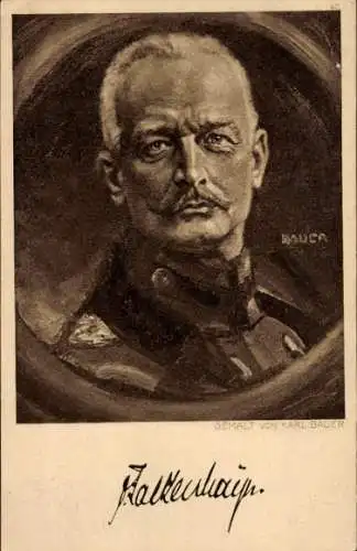 Künstler Ak Bauer, Karl, General Erich von Falkenhayn, Portrait