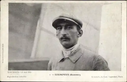 Ak Pilote Legagneux, Monoplan Sommer, Lyon Aviation 1910