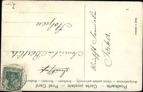 Ak Glückwunsch Neujahr, Junge und Mädchen mit Schneemann