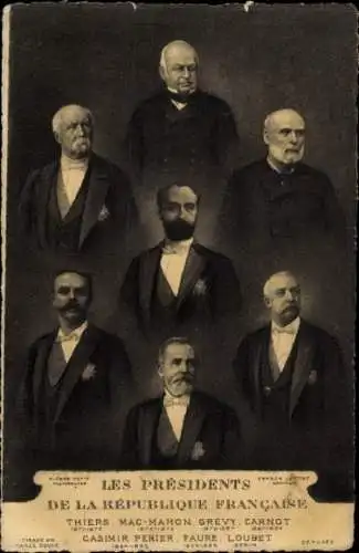 Ak Les Presidents de la Republique Francaise, Thiers, Mac-Mamon, Grevy, Carnot