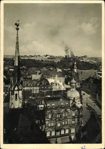 Ak Zwickau in Sachsen, Blick vom Marienkirchturm auf den Hauptmarkt, Teilansicht