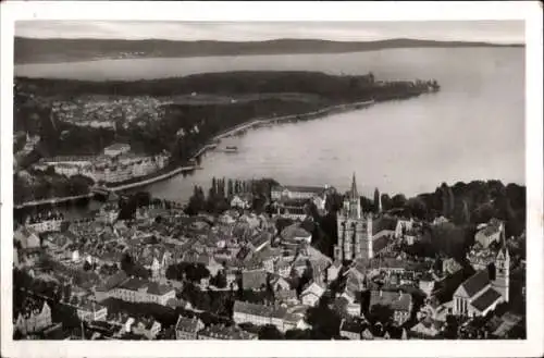 Ak Konstanz am Bodensee, Vogelperspektive, Bucht, Horn, Türme