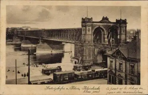 Ak Ludwigshafen am Rhein, Rheinbrücke, Boote