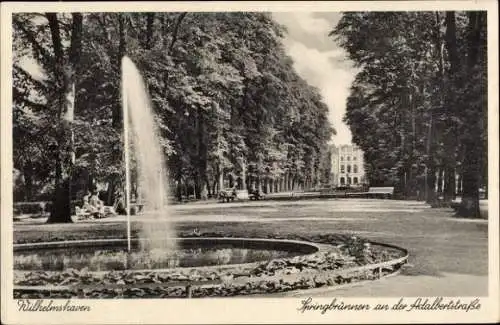 Ak Wilhelmshaven an der Nordsee, Springbrunnen, Adalbertstraße, Fontäne