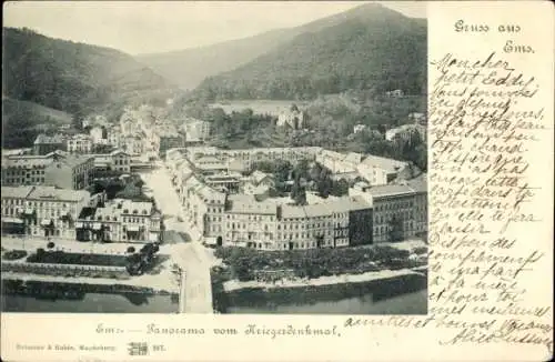 Ak Bad Ems an der Lahn, Panorama vom Kriegerdenkmal