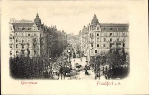 Ak Frankfurt am Main, Kaiserstraße, Straßenbahnen