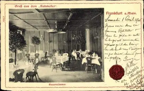 Ak Frankfurt am Main, Ratskeller, Innenansicht, Bauernzimmer
