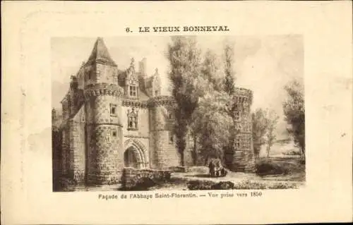 Präge Passepartout Ak Bonneval Eure et Loir, Abtei Saint-Florentin 1850