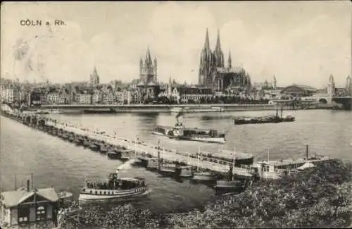 Ak Köln am Rhein, Blick über den Rhein, Dom