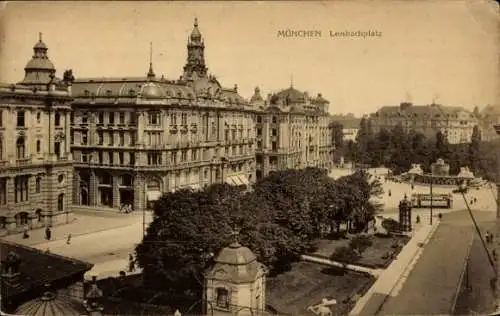 Ak München, Lenbachplatz, Straßenbahn